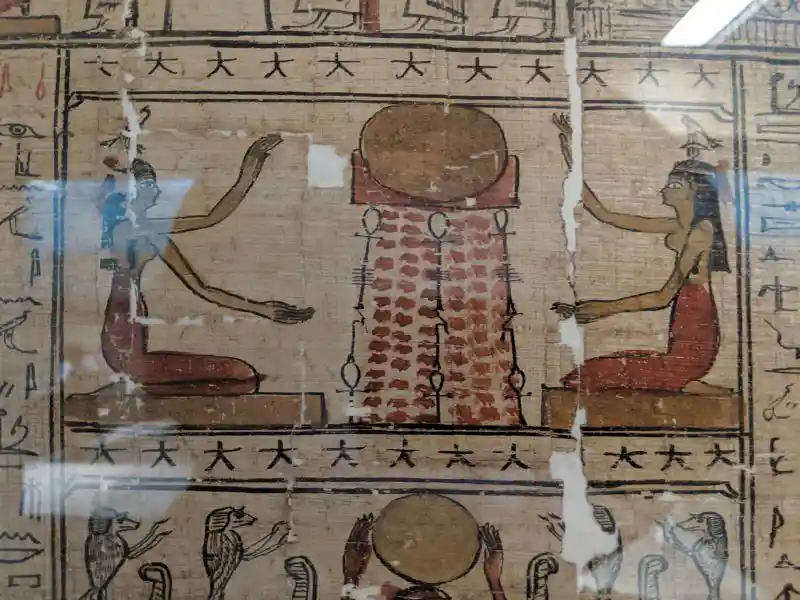 Close up detail. Hieroglyphic Papyrus Book of the Dead